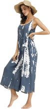 Load image into Gallery viewer, Casual Knit Tie Dye Blue Loose Fit Sleeveless Jumpsuit