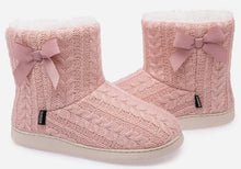 Load image into Gallery viewer, Memory Foam Pink Plush Knit Furry Bootie Slippers