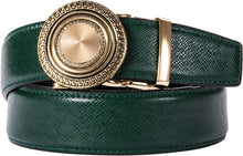 Load image into Gallery viewer, Men&#39;s Green Gold Medallion Buckle Genuine Leather Belt