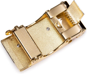Men's Brown Gold/Black Buckle Genuine Leather Belt