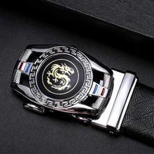 Load image into Gallery viewer, Men&#39;s Black Dragon Genuine Leather Belt with Automatic Buckle