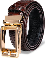 Load image into Gallery viewer, Men&#39;s Black Dragon Gold Buckle Genuine Leather Belt