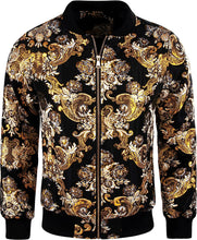 Load image into Gallery viewer, Men&#39;s Luxury Designer Style Silver Paisley Bomber Jacket