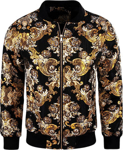 Men's Luxury Designer Style Silver Paisley Bomber Jacket