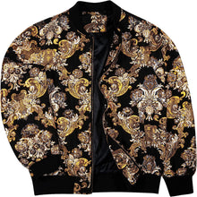 Load image into Gallery viewer, Men&#39;s Luxury Designer Style Gold Print Bomber Jacket