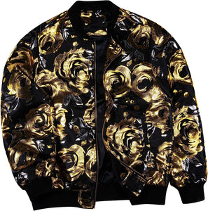 Men's Luxury Designer Style Silver Paisley Bomber Jacket