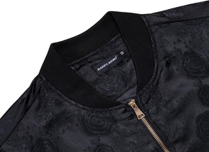 Men's Luxury Designer Style Silver Paisley Bomber Jacket