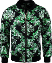 Load image into Gallery viewer, Men&#39;s Luxury Designer Style Gold Print Bomber Jacket