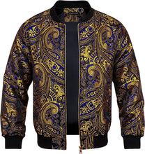 Load image into Gallery viewer, Men&#39;s Luxury Designer Style Teal Paisley Bomber Jacket