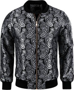 Men's Luxury Designer Style Gold Paisley Bomber Jacket