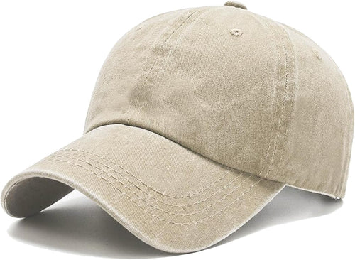 Men's Vintage Washed Light Beige Distressed Baseball Cap