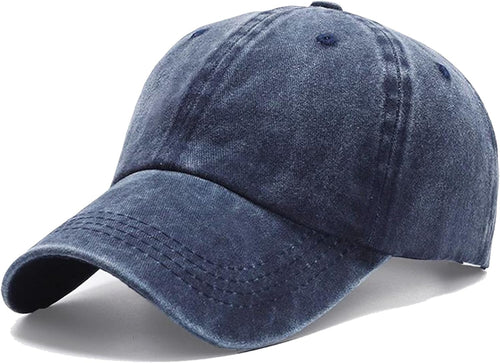 Men's Vintage Washed Blue Distressed Baseball Cap