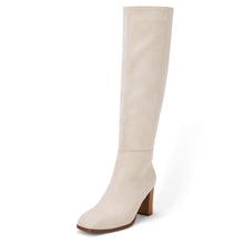 Load image into Gallery viewer, Beige Fashionable Chunky Block Knee High Boots