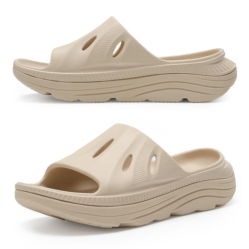 Beige Men's Thick Sole Summer Slides