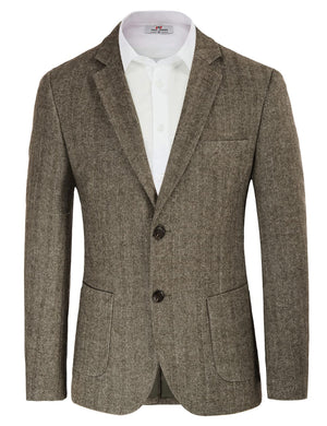 Beige Men's Herringbone Tweed British Blazer