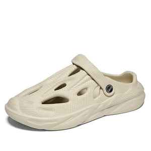 Beige Men's Closed Toe Beach Slide Sandals