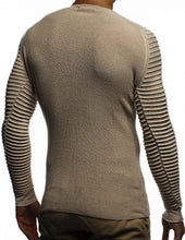 Load image into Gallery viewer, Beige Men&#39;s Rippled Knit Long Sleeve Pullover Sweater