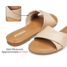 Load image into Gallery viewer, Beige Casual Leather Summer Flat Sandals