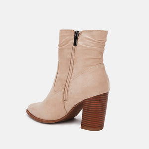 Beige Slouchy Suede Ankle Boots