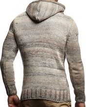 Load image into Gallery viewer, Beige Men&#39;s Hooded Cable Knit Long Sleeve Sweater