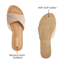 Load image into Gallery viewer, Beige Casual Leather Summer Flat Sandals