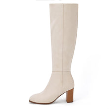Load image into Gallery viewer, Beige Fashionable Chunky Block Knee High Boots