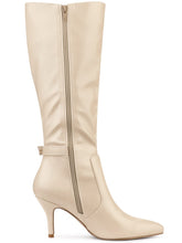 Load image into Gallery viewer, Beige Destiny Black Zipper Knee High Boots
