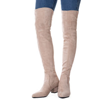 Load image into Gallery viewer, Thigh High Beige Suede Over The Knee Stretch Winter Boot