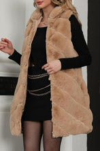 Load image into Gallery viewer, Faux Fur Hooded Black Leather Striped Sleeveless Vest Coat