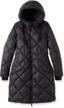 Load image into Gallery viewer, Windproof Black Thick Diamond Quilted Long Sleeve Hooded Winter Coat