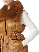Load image into Gallery viewer, Faux Fur Trim Puffer Style Black Sleeveless Cargo Pocket Vest Coat