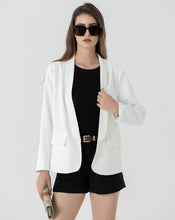 Load image into Gallery viewer, Casual Style Light Blue Business Lapel Buttonless Blazer Jacket