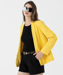 Casual Style Black Business Lapel Buttonless Blazer Jacket