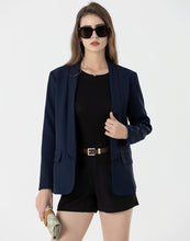 Load image into Gallery viewer, Casual Style Light Blue Business Lapel Buttonless Blazer Jacket