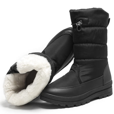 Black Women's Warm Fur Lined Metallic Snow Boots