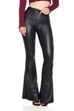 Load image into Gallery viewer, Black Faux Leather Flare Bell Bottom Pants