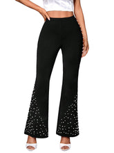 Load image into Gallery viewer, Black Pearl Beaded High Waist Flare Pants