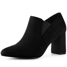 Load image into Gallery viewer, Black Pointy Suede Ankle Boots