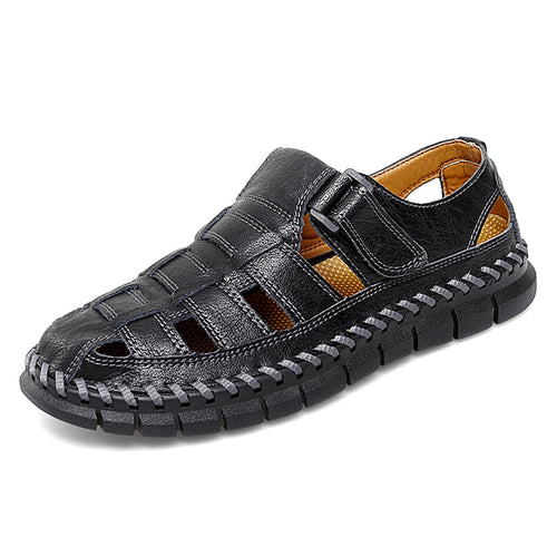 Black Men's Leather Outdoor Summer Sandals