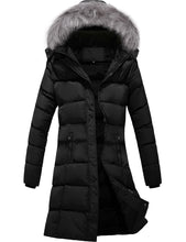 Load image into Gallery viewer, Black Puffer Parka Hooded Winter Jacket