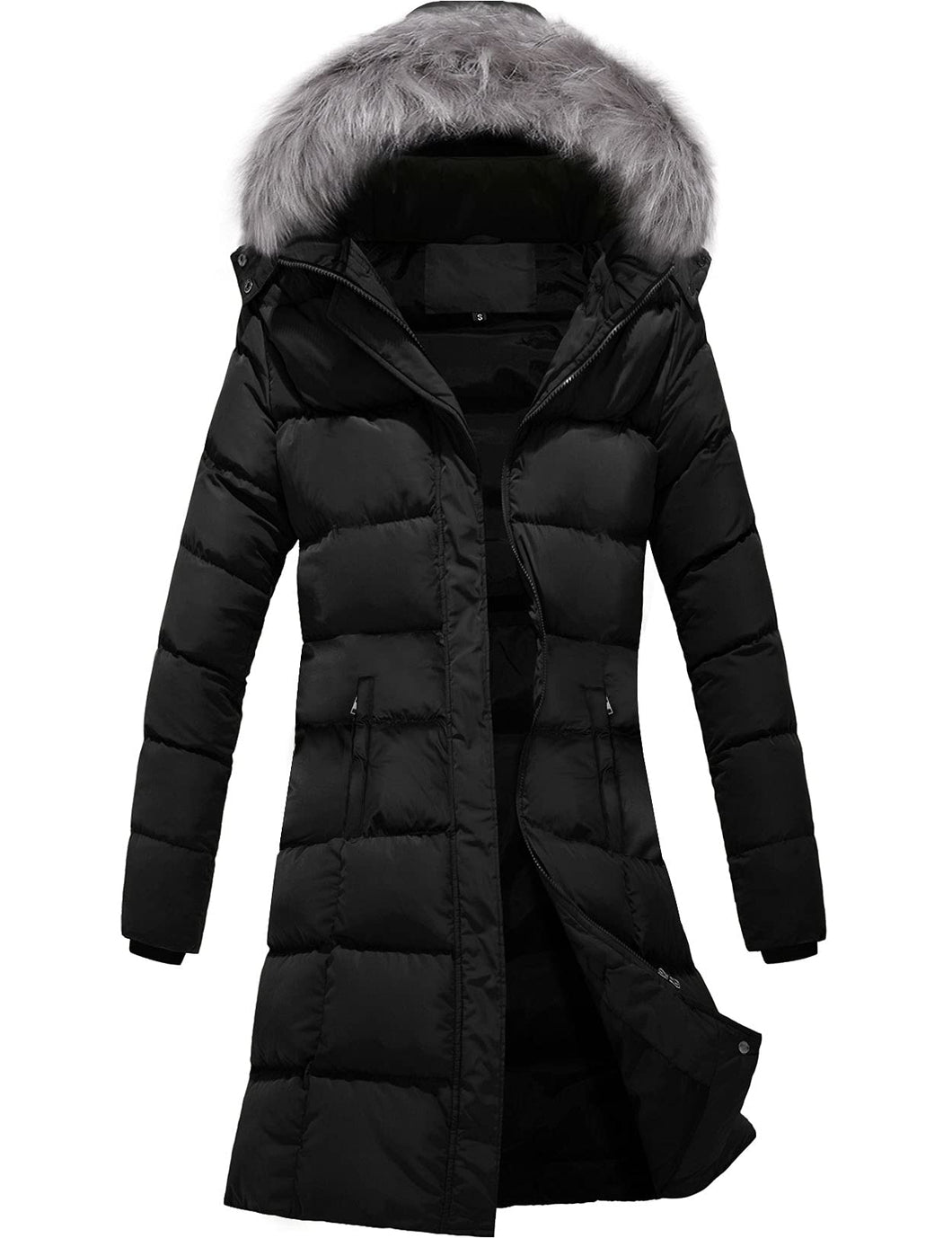 Black Puffer Parka Hooded Winter Jacket