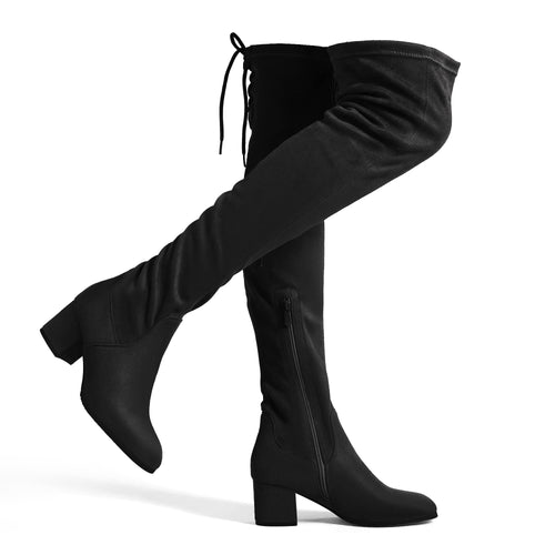 Black Style For Fall Stretch Over The Knee Boots