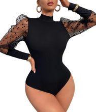 Load image into Gallery viewer, Black Black Knit Balloon Sleeve Bodysuit