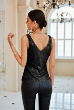 Load image into Gallery viewer, Black Sequin Wrap Style Sleeveless Top