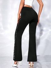 Load image into Gallery viewer, Black Pearl Beaded High Waist Flare Pants