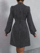 Load image into Gallery viewer, Black Plaid Tweed Long Sleeve Dress