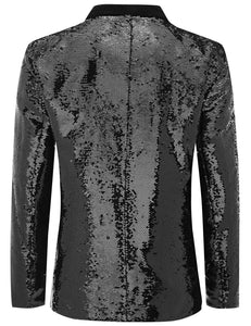 Black Sequin Party Long Sleeve Dinner Jacket