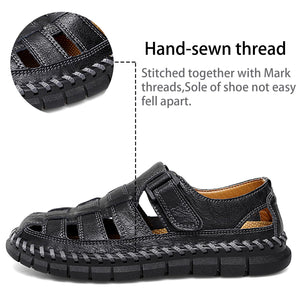 Black Men's Leather Outdoor Summer Sandals