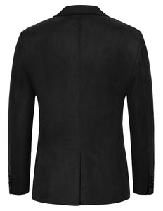 Men's Black Faux Leather Suede Blazer Jacket