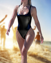 Load image into Gallery viewer, Black Metallic 70&#39;s One Piece Swimsuit